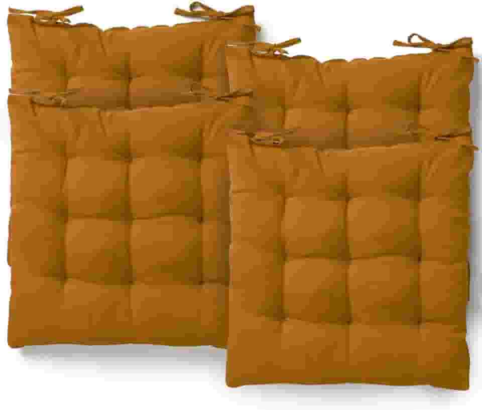 Kit 4 Almofadas Assento Cadeira Futton Futon 40x40cm Cores Diversas 100% Poliéster (Mostarda)