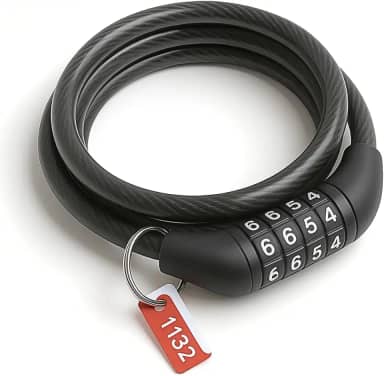 Cadeado de Segurança 120cm com Senha Numérica 4 dígitos para Bicicleta e Capacete, Cabo de Aço Revestido, Corrente Trava Antifurto Motos - Resistente, Reforçado, Segredo, Aço de Liga 8mm de espessura