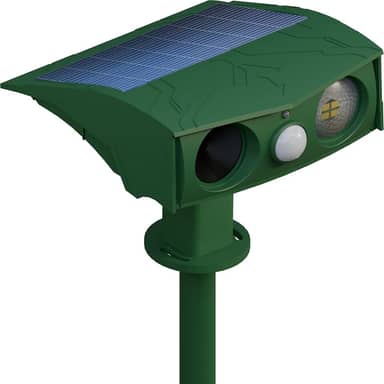 Repelente de animais, alimentado por energia solar, repelente ultrassônico, sensor de movimento e luz de flash, ao ar livre, à prova de intempéries, quinta, jardim, gramado para gatos, cães, coiote