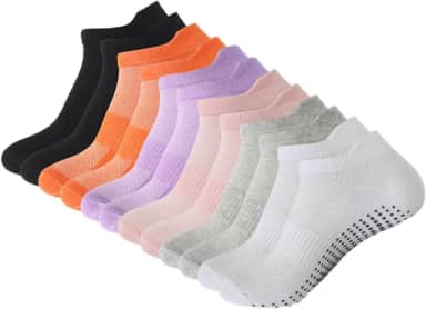 Meias de Pilates antiderrapantes para mulheres, meias aderentes ao tornozelo para ioga, barra, balé, exercícios descalços hospitalares, antiderrapantes