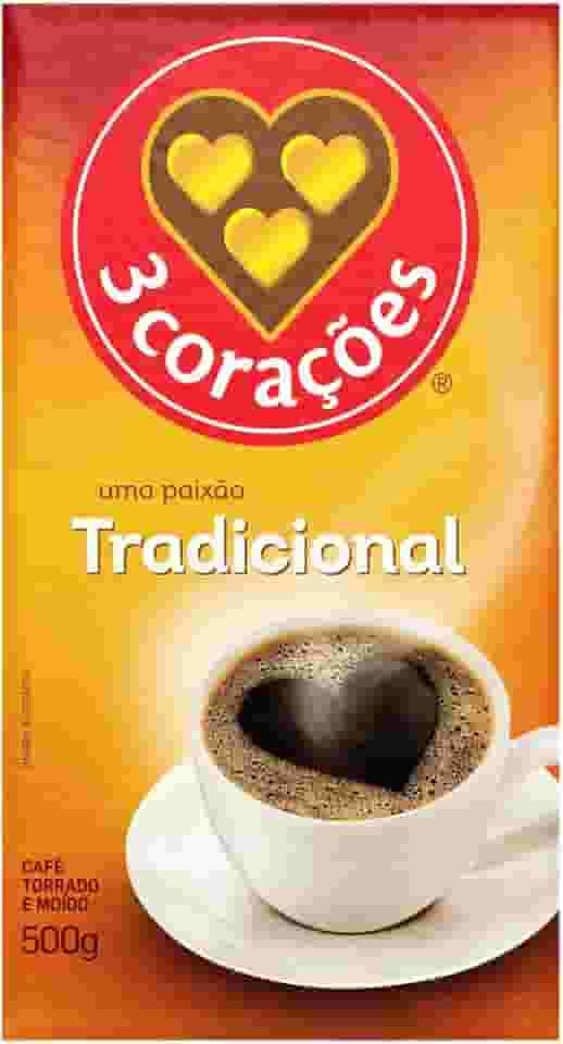 3 Corações Café Torrado e Moído Tradicional, 500g vácuo