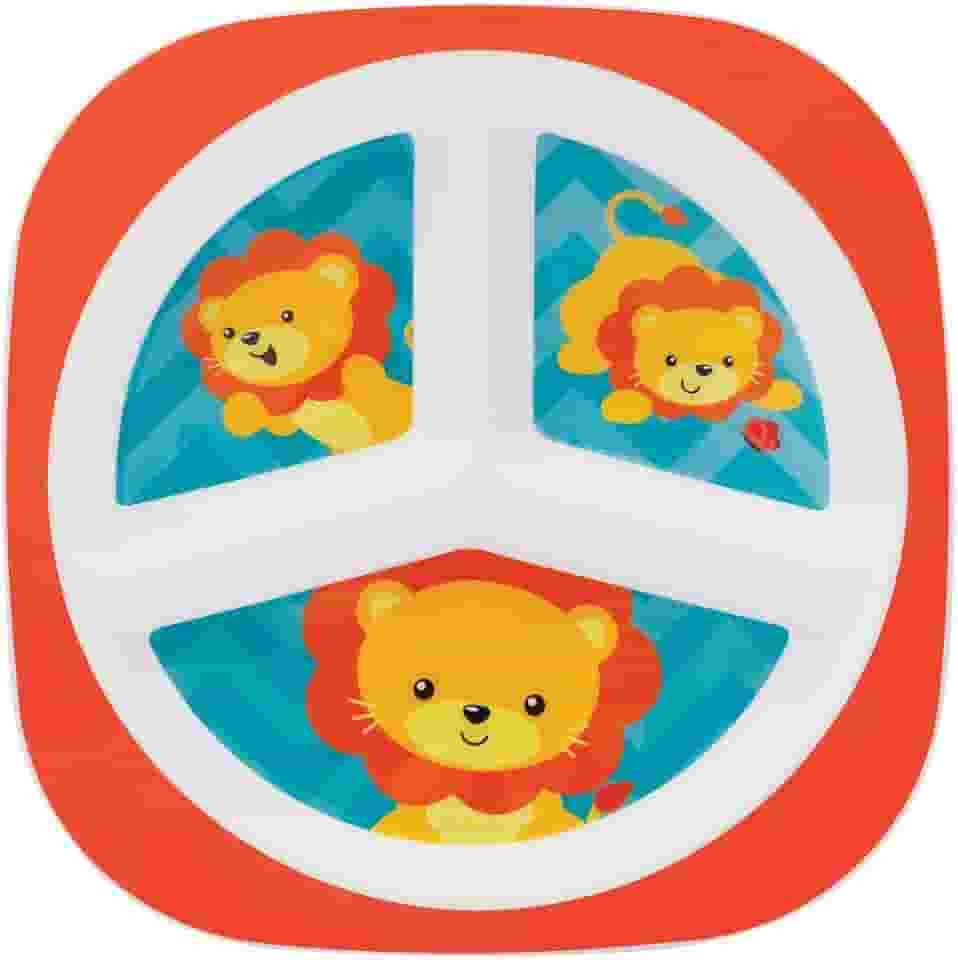 Buba Leãozinho Prato com Divisórias, Multicor, 22 x 22 x 2 cm