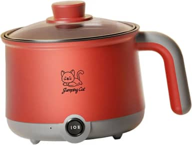 Cozinheiro elétrico de 1,8L para ramen e macarrão, panela multiuso ideal para aveia e bife, Cinza Vermelho