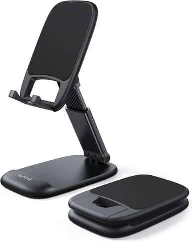 Lamicall Suporte de telefone dobrável para mesa – Suporte de celular ajustável em altura portátil, base de mesa compatível com iPhone 16 15 14 13 Pro Max Mini, 12 11 XR X 8 Plus SE, smartphone