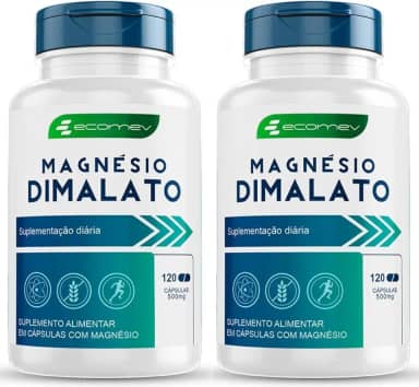 Magnesio Dimalato 500Mg 120 Cápsulas - Ecomev (Kit 2)