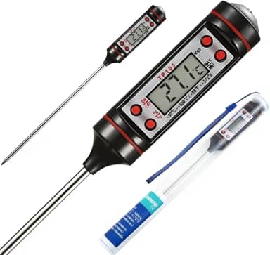 Termômetro Culinário Digital Espeto: Medição Precisa para Alimentos, Cozinha, Forno, Líquidos, Churrasco - até 300°C, Display Digital de Fácil Leitura