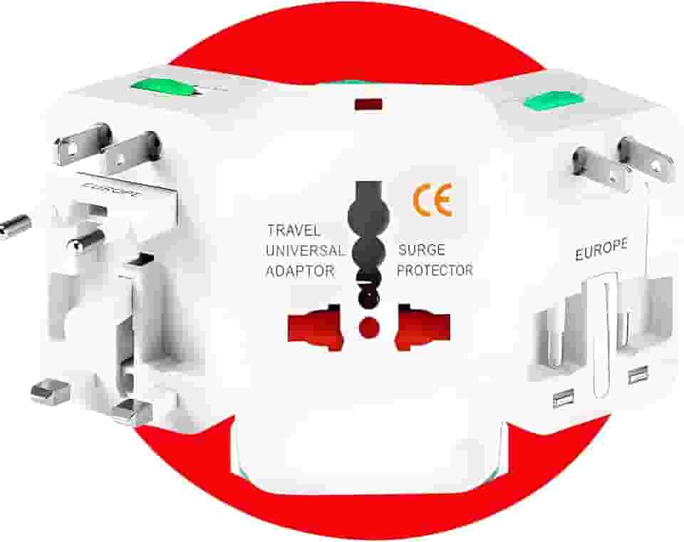 Adaptador Tomada Universal Padrão 150 Países Internacional Bivolt Estados Unidos Europa China Reino Unido Argentina EUA UK CH Ideal para Viagens Internacionais (01 UNIDADE)