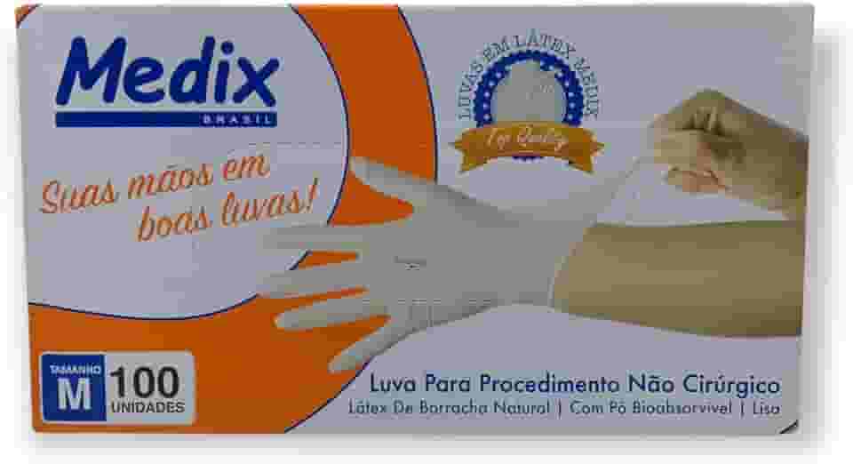 MEDIX Luva Para Procedimento Não Cirurgico De Latex Esteril Com Pó M Medix - 100 Unidades