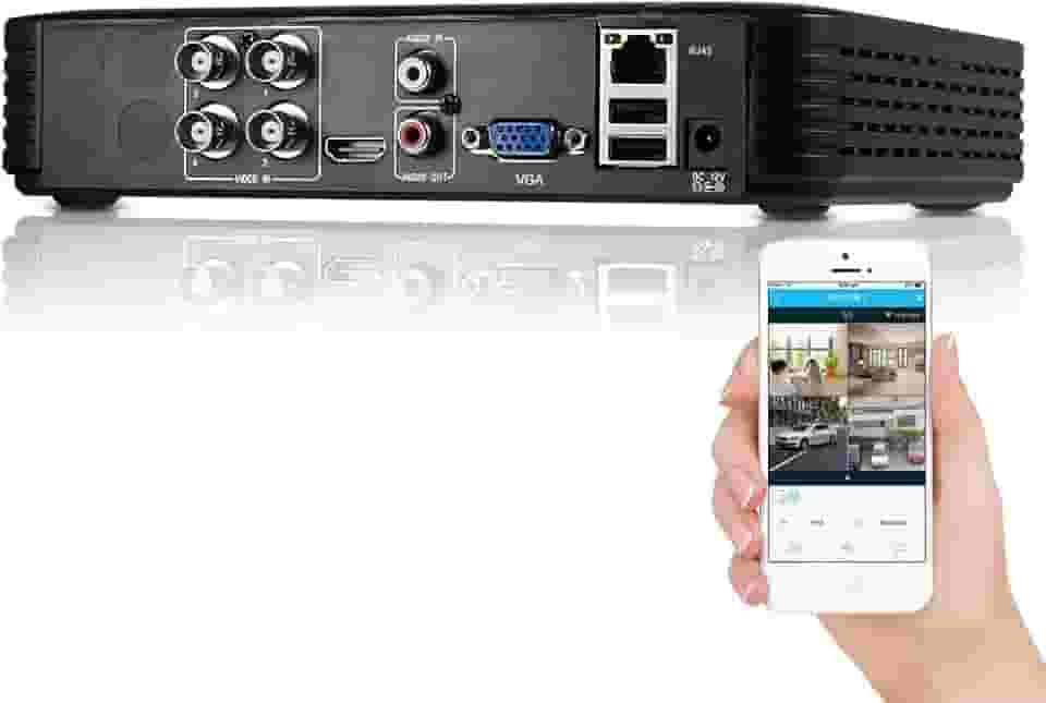 Gravador DVR de vigilância 1080P 4CH H.265 autônomo 5 em 1 CCTV Gravador de vídeo digital DVR para câmera de segurança Sistema de vigilância doméstica, aplicativo móvel e controle remoto PC (sem disco rígido)