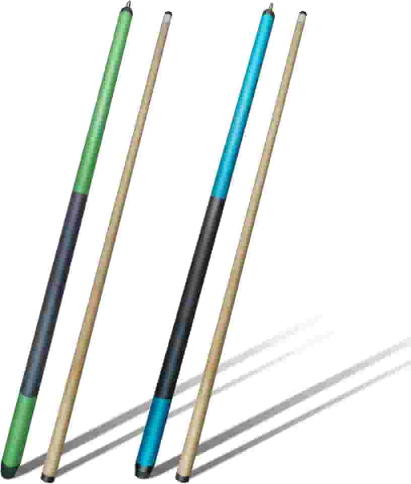 Conjunto de 2 bastões de sinuca profissionais de madeira de bordo canadense de 147 cm - Bastões de sinuca para mesa de sinuca - Ponta de couro macio de várias camadas - Bastões de piscina