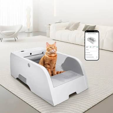 Banheiro Pet, Upgraded Caixa de Areia para Gatos Autolimpante,Design Amplo e Aberto para um ou Vários Gatos, Segurança Anti-beliscões e Controle de Odores