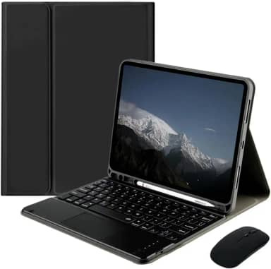 Capa Tablet + Teclado Removível + Mouse Para Samsung S6 Lite 10.4 Polegadas P613/P619/P610/P615 (Elegante Black, teclado de toque)