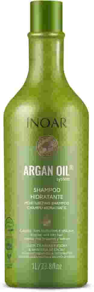 Inoar, Shampoo Argan Oil – Hidratação Profunda, Brilho Intenso e Ação Antifrizz para Todos os Tipos de Cabelo, Vegano e Botânico - 1L