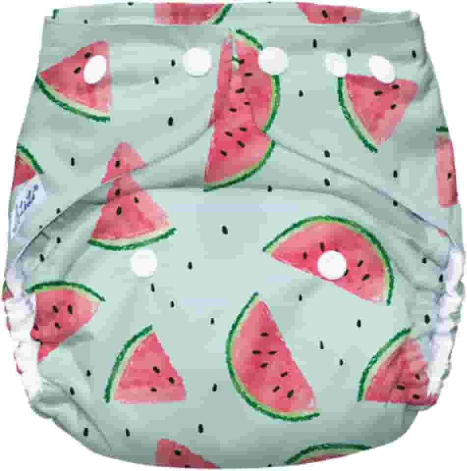 Fralda Reutilizável para Praia e Piscina, Tamanho Único 5-18kg, Lavável, Unissex (Melancia)