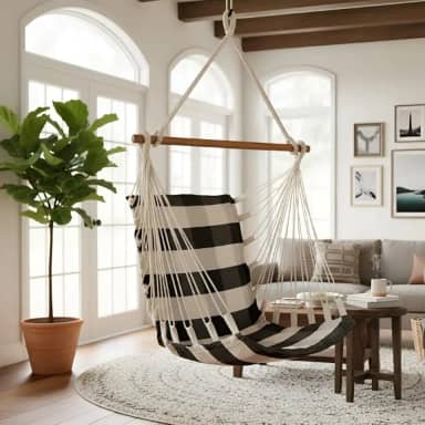 Cadeira de balanço suspensa rede de teto Cor:Marrom com cru xadrez