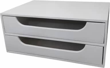 Organizador 2 Gavetas Branco Folha Sulfite A4 Base para Monitor Suporte de Monitor