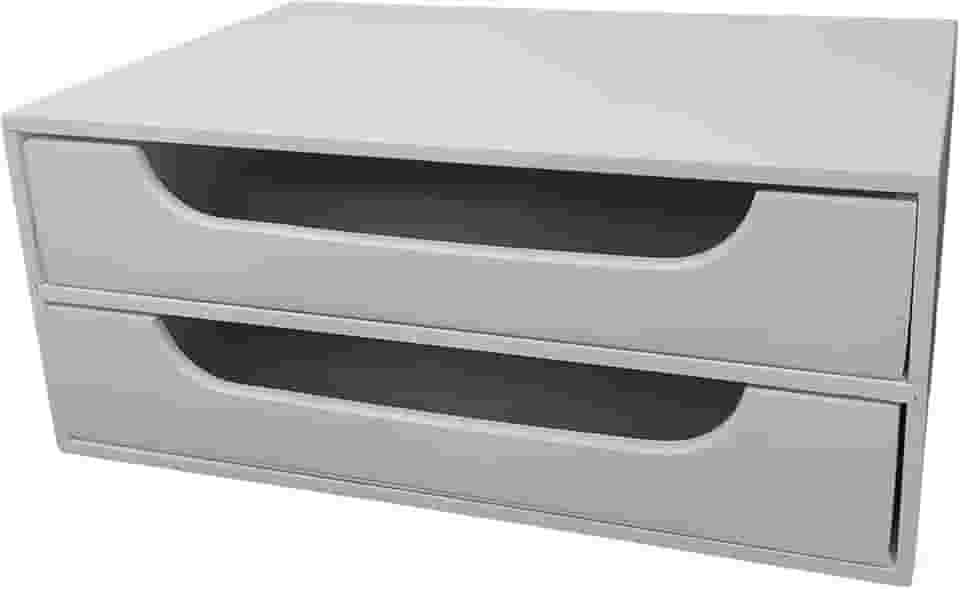 Organizador 2 Gavetas Branco Folha Sulfite A4 Base para Monitor Suporte de Monitor