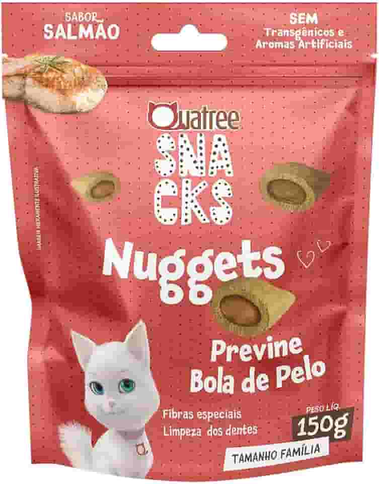 Snack Quatree Nuggets Para Gatos Bola de Pelo Sabor Salmão 150g