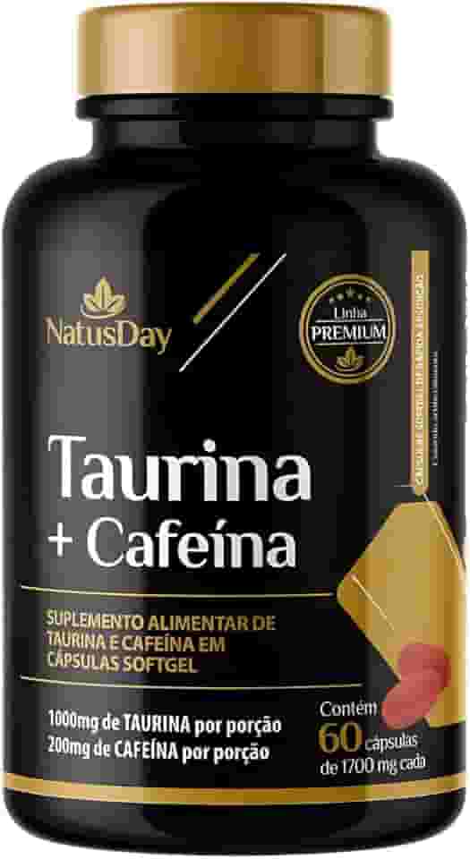 Taurina + Cafeína 60 Cápsulas SoftGel - Auxilia a melhora raciocínio, Auxilia a melhora da memória, Acelera o metabolismo