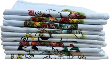 Kit Pano de Prato Pé de Galinha 5 Unidades sortidos(Clássico, Branco com estampa)