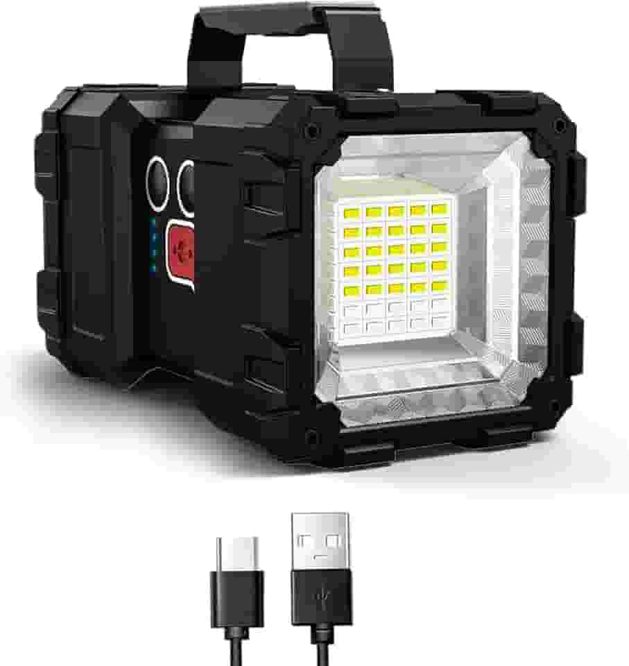 Lanterna Holofote Duplo LED Recarregável, Alta Potência, Farol Potente, 7 Modos de Iluminação, 4000 Lumens, 10000mAh, À Prova D'água