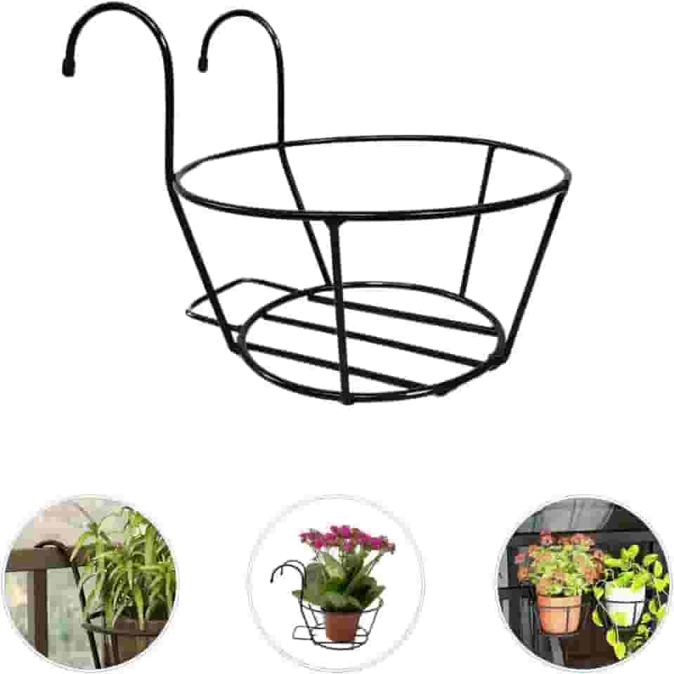Cesta de Ferro Decorativa com Alças, Aramado, Suporte para Vasos Plantas, Flores, Jardim Vertical, Suporte Europeu, Preto