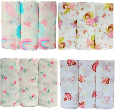 Fralda Pano de Ombro Bebe Com Bainha 100% algodão Enxoval Maternidade (Kit 6 Menina Sortido)