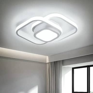 BEMMY Luminária de Teto, Lustre Quadradocom Holofote, Quarto, Cozinha, Sala de Estar, Decoração, Lustre Regulável 3 Cores de Luz Ajustáveis 85-265V(Branco)