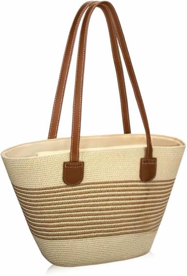 Bolsa De Praia Feminina Grande Com Alça De Ombro Reforçada Estilosa Elegante Tedencia Verão Mar Piscina Piquinique Férias Bolsa De Palha Sintetica Luxuosa