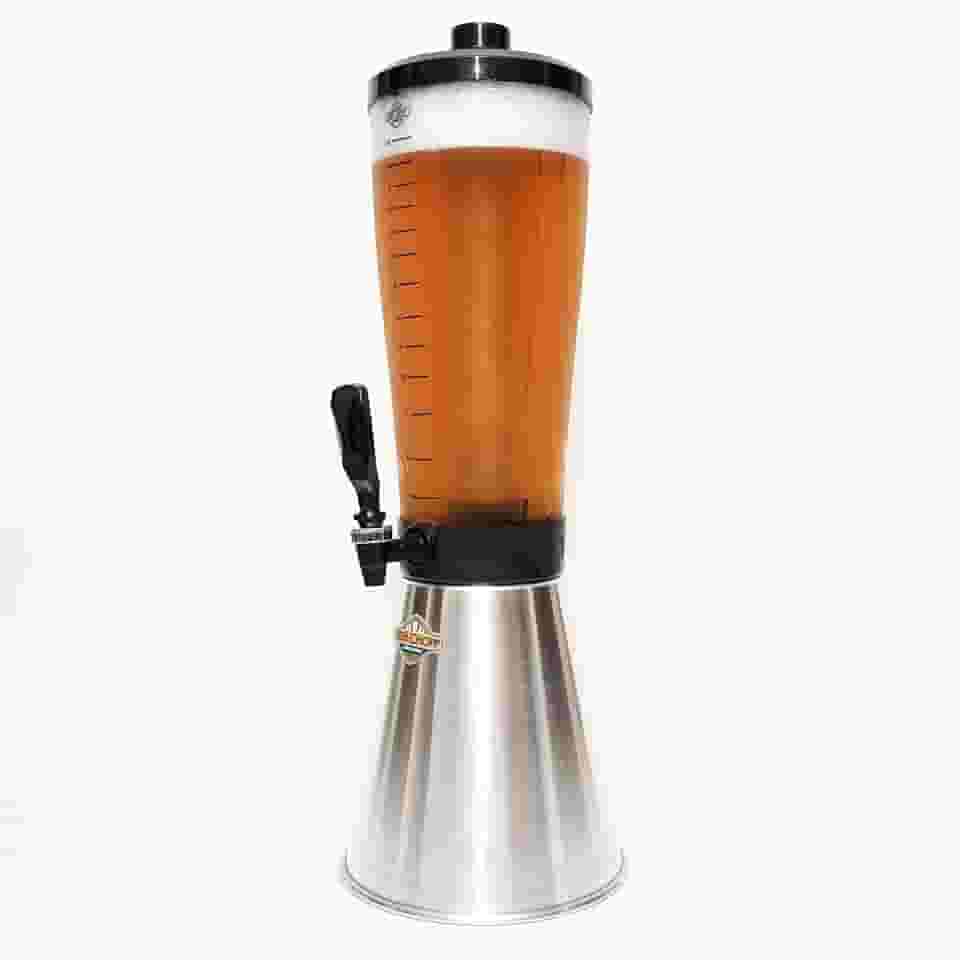 Torre De Chopp Cervejeira 3,5 L Copo Acrílico 2 Refil Aluminio