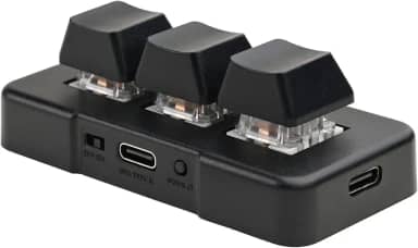 iKKEGOL Mini USB tipo C com fio 3 teclas, teclado mecânico de 9 teclas, teclado macro para jogos totalmente programável, controle com uma mão, luz RGB HID pad (preto)