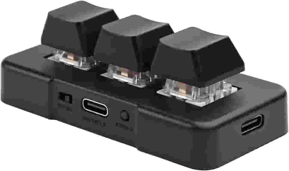 iKKEGOL Mini USB tipo C com fio 3 teclas, teclado mecânico de 9 teclas, teclado macro para jogos totalmente programável, controle com uma mão, luz RGB HID pad (preto)