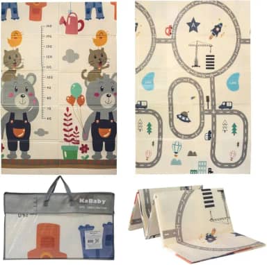 Tapete Infantil De Atividades Tatame Emborrachado Dobrável Dupla Face Passeio e Bichos - Kababy