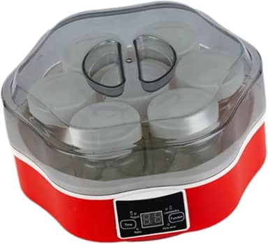 YWJLQH Fabricante de iogurte elétrico com 7 potes de vidro, máquina automática de iogurte 1.4L para loja de festas