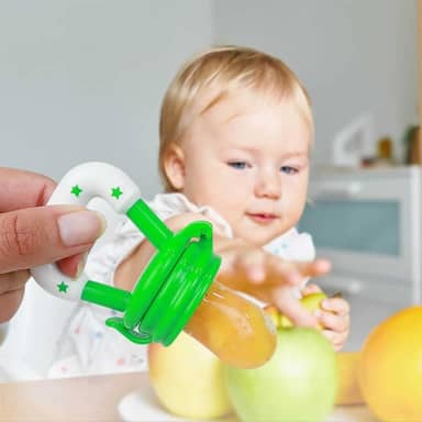 Porta Fruta Chupeta Alimentação Silicone Bebê BPA Free Verde