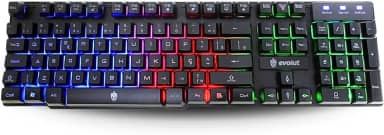 Teclado Gamer Semi Mecânico LED Rainbow com Fio 1,2m Qwerty USB Para PC Notebook PS4 PS5 Xbox e Monitores ABNT2 com Ç - Preto