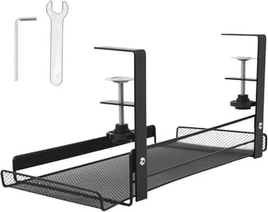 Bandeja de gerenciamento de cabos sob a mesa com braçadeiras de aço carbono organizador de cabos embaixo da mesa sem perfuração para estação de trabalho em casa e escritório.