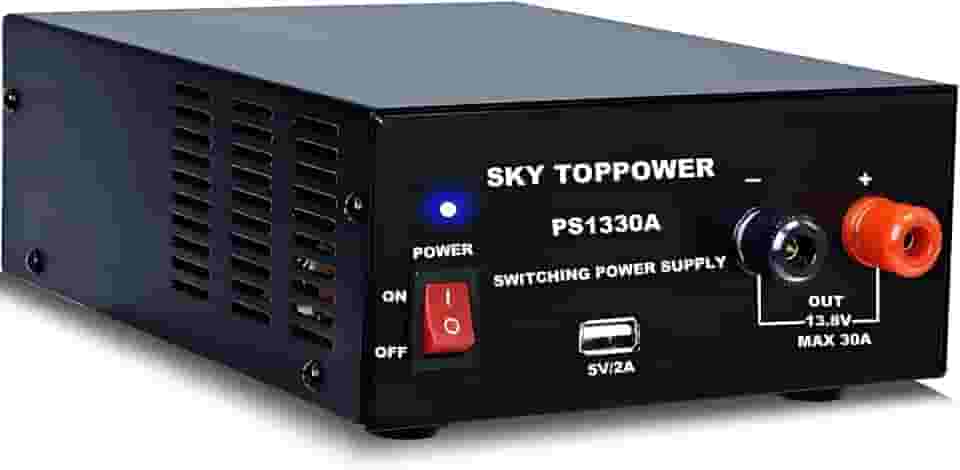 Fonte de alimentação CC de 13,8 V 30 A para rádio amador, fonte de alimentação de bancada compacta regulada de 30 Amp conversor CA para DC, ventilador de resfriamento, interface USB 5V 2A, rádio