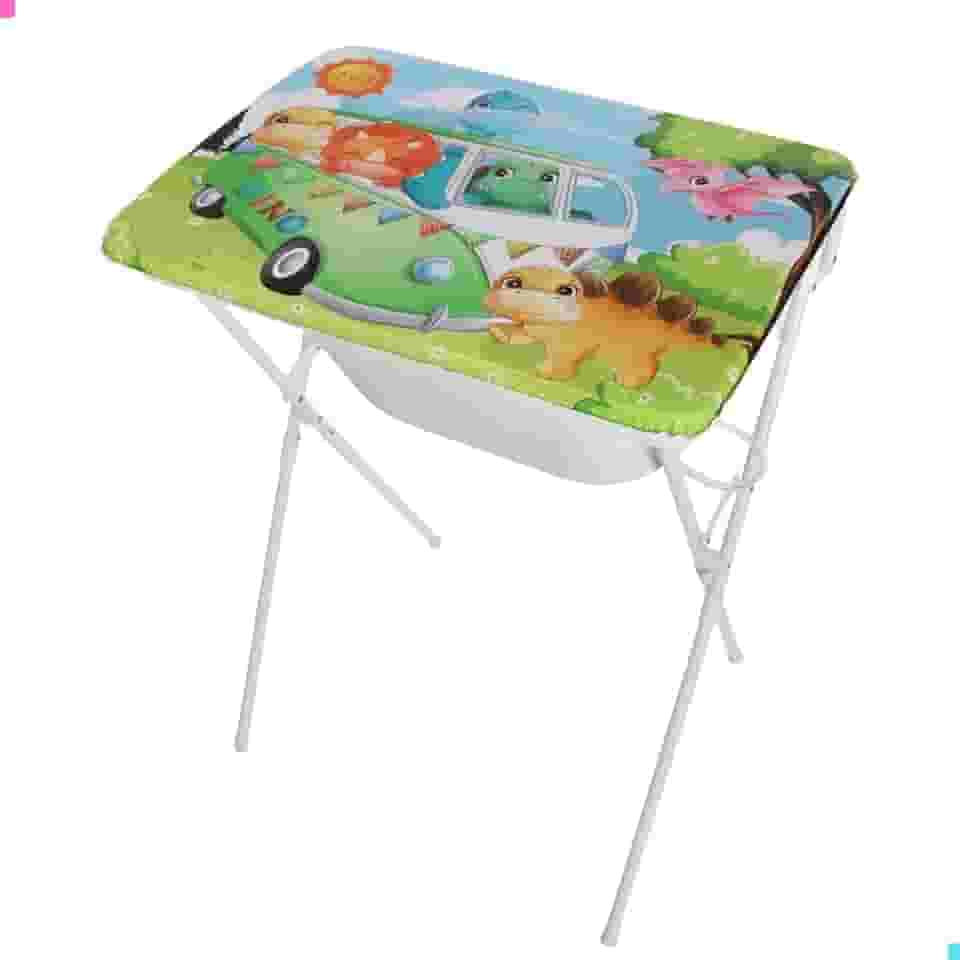 Banheira Luxo Suporte E Trocador Bebê Infantil Menina Menino - Dino