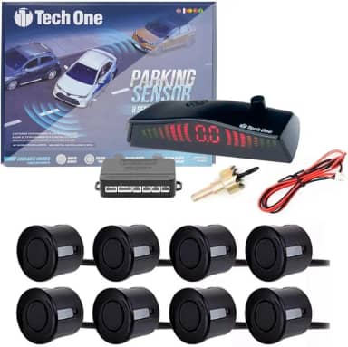 Sensor Estacionamento 8 Pontos Preto Fosco Display Led Sinal Sonoro