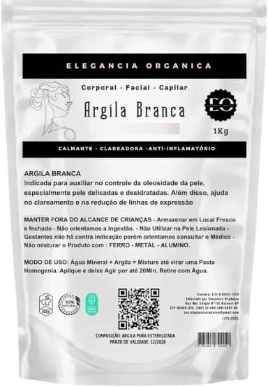 Argila Branca Mascara Facial Skincare Hidratante Clareadora 1kg Facial Corporal 100% Natural