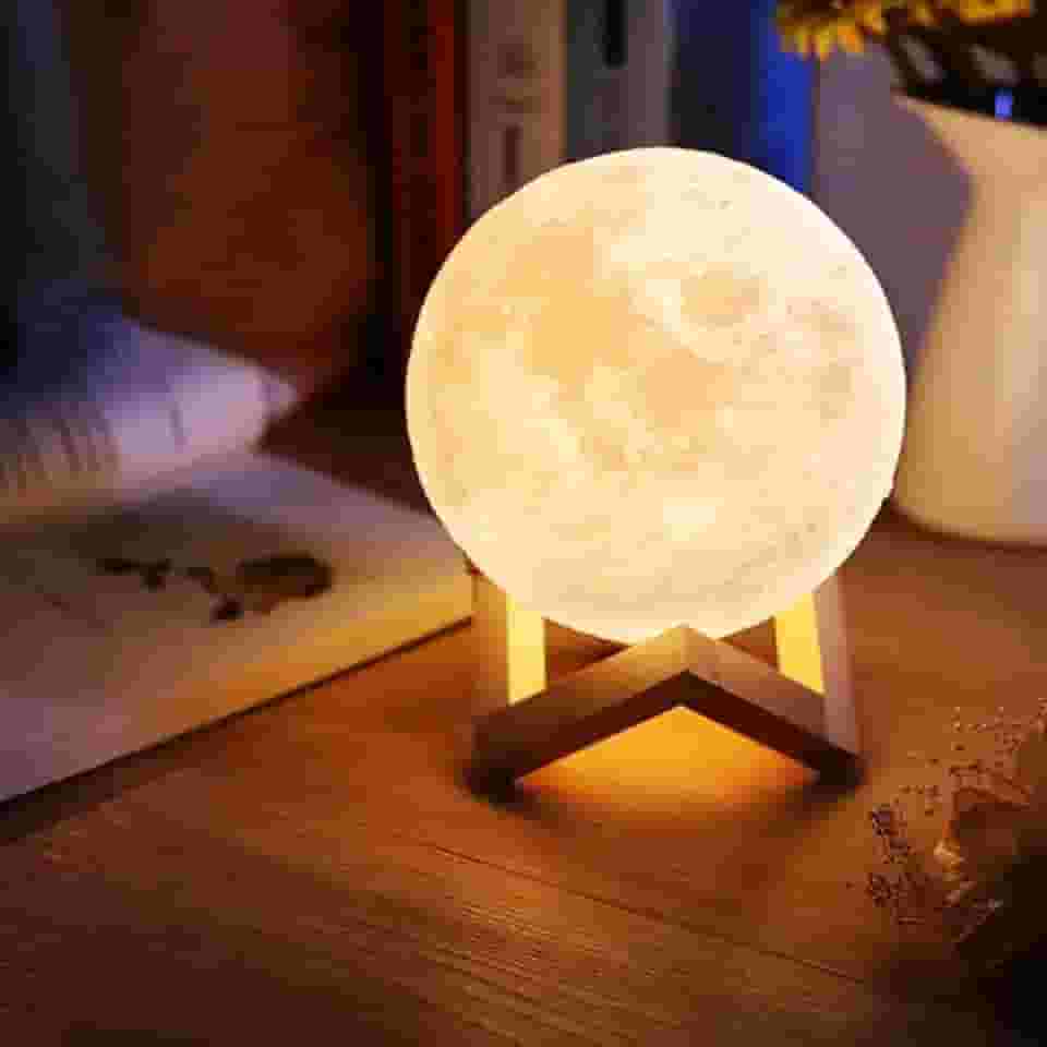 Luminária Lua Cheia 12cm 3D Decoração para Quarto/Sala