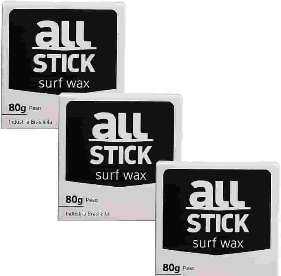 Parafina Surf All Stick 80g - Kit com 3 und + 1 Raspador Parafina Skimboard; bodyboard; funboar;longboard e pranchas de surf (Água Quente: 25 C° e 32 C°)