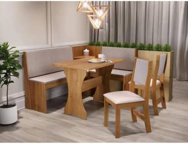 Conjunto Sala de Jantar Canto Alemão Rock com 2 Cadeiras Sol