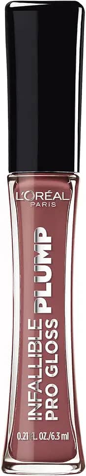 L'Oreal Paris Brilho labial Infallible Pro Gloss com ácido hialurônico, brilho intenso de longa duração, os lábios parecem instantaneamente mais cheios e mais volumosos, malva radiante, 6,2 ml