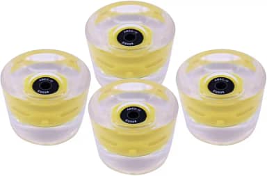 Rodas de skate flash LED 70 mm - material PU, reduz a vibração, durômetro de 80 A - perfeito para esportes de parque e patinação de rua em cruzeiro - amarelo e preto
