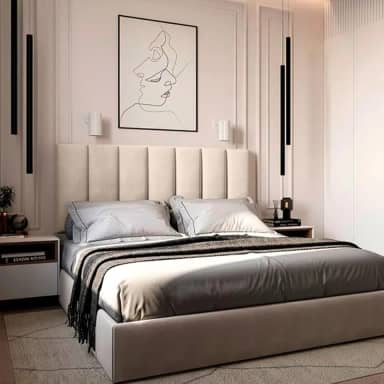 Cabeceiras Estofada Modular Cama Casal Queen Painel 1,60mX60cm Módulos Adesivos (Bege)