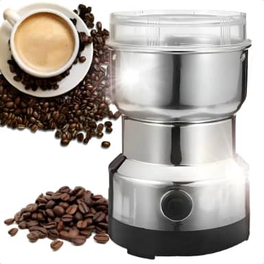 Moedor de Café Elétrico Triturador de Grãos Moagem Grossa Fina e Média Em Aço Inox Compacto Potente Grãos Temperos Pimenta Sal Nozes Especiarias Uso Doméstico