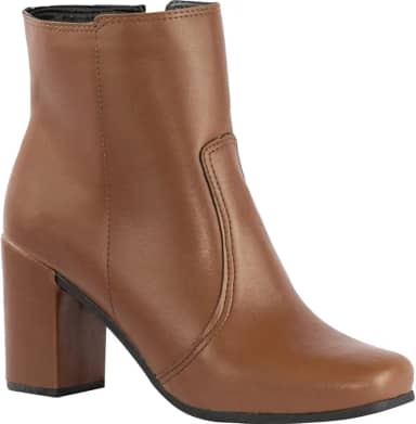 Coturno Salto Alto Grosso Confortável Bota Cano Curto Zíper