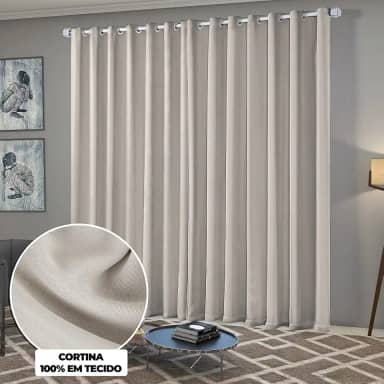 Cortina Blackout/Blecaute Quarto/Sala em Tecido 3,00m x 2,50m com Ilhós Cromado Solaris - Off-White